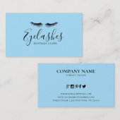 黒まつ毛の青い背景 名刺 (正面/裏面)