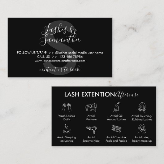 黒まつ毛エクステンション製品アフターケア 名刺 (正面/裏面)