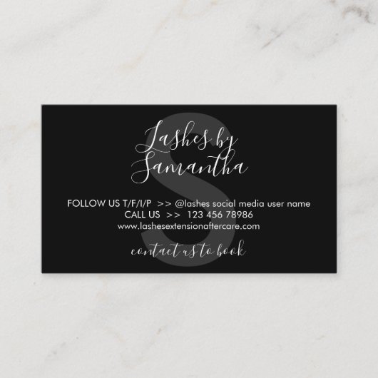 黒まつ毛エクステンション製品アフターケア 名刺 (正面)