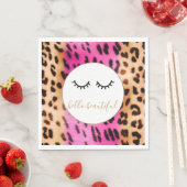 黒まつ毛ピンククリームヒョウ スタンダードランチョンナプキン (インサイチュ)