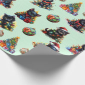 黒よくはしゃぐいクリスマス ラッピングペーパー (角)