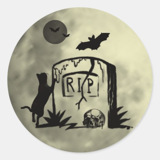 黒よくはしゃぐ猫シール ラウンドシール (正面)