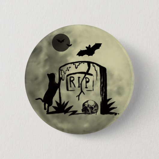 黒よくはしゃぐ猫ボタン 缶バッジ (正面)