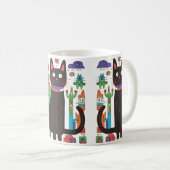 黒よくはしゃぐ猫マグ コーヒーマグカップ (正面右)
