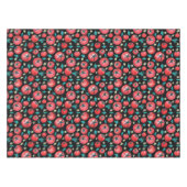 黒よくはしゃぐ色の赤トマト模様 テーブルクロス (正面(横))