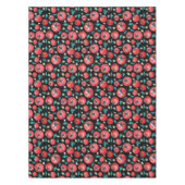 黒よくはしゃぐ色の赤トマト模様 テーブルクロス (正面)