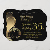 黒を基調としたギャツビー風のバースデー・パーティーのお誘い(年齢不問) 招待状 (正面/裏面)