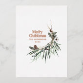 黒を基調としたモダンでエレガントな水彩ボタニカルな rustic 感 箔シーズンカード (正面)