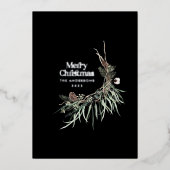 黒を基調としたモダンでエレガントな水彩ボタニカルな rustic 感 箔シーズンカード (正面)