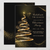 黒を基調とした優雅なクリスマスホリデーシーズンのお祝い 招待状 (正面/裏面)