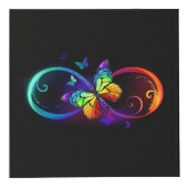 黒を背景に虹の蝶が舞う鮮やかな無限大 フォトキューブ (右)