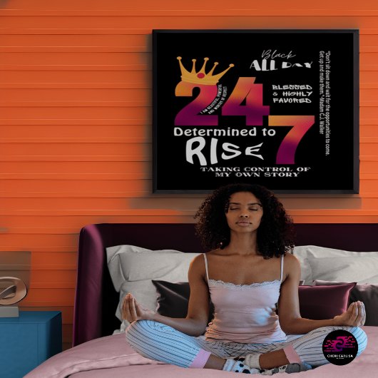 黒を誇りに 24/7 ロゴ グラフィック-女性 ポスター