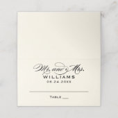 黒アイボリーエレガントの書結婚画 プレイスカード (外部開封)