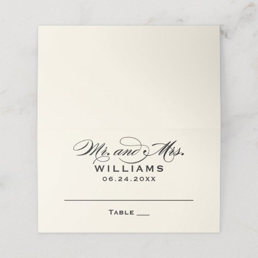 黒アイボリーエレガントの書結婚画 プレイスカード (外部開封)