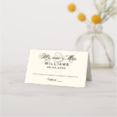 黒アイボリーエレガントの書結婚画 プレイスカード (正面)