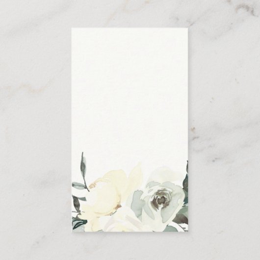 黒アイボリー白フローラバンチ表示赤ちゃんシャワー エンクロージャーカード (裏面)