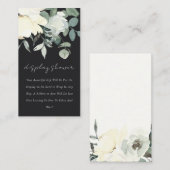 黒アイボリー白フローラバンチ表示赤ちゃんシャワー エンクロージャーカード (正面/裏面)