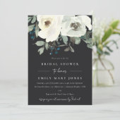 黒アイボリー白フローラ水彩ブライダルシャワー 招待状 (スタンド正面)