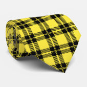黒アクセントの黄色い格子縞 ネクタイ (ロール)