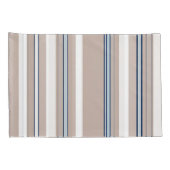 黒アクセント付き青ストライプ、白、ベージュ 枕カバー (裏面-右)