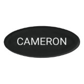 黒アクリルオーバルネームタグ磁気プロフェッショナル 名札 (正面)