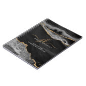 黒アゲエレガントート金ゴールドグリッタースクリプトモノグラム ノートブック (左側)