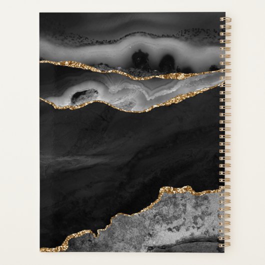 黒アゲエレガントート金ゴールドグリッタースクリプトモノグラム プランナー手帳 (裏面)