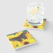 黒アゲハチョウ蝶 ストーンコースター (横)