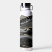 黒アゲモダンート金ゴールドグリッタースクリプトモノグラム ウォーターボトル (背面)