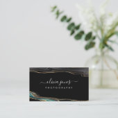 黒アゲモダンート金ゴールドグリッター署名スクリプト 名刺 (スタンド正面)