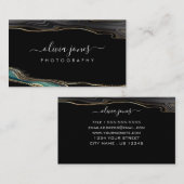 黒アゲモダンート金ゴールドグリッター署名スクリプト 名刺 (正面/裏面)