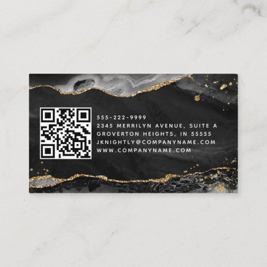 黒アゲートゲーデモノグラム金ゴールドスクリプト 名刺 (裏面)