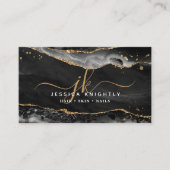 黒アゲートゲーデモノグラム金ゴールドスクリプト 名刺 (正面)