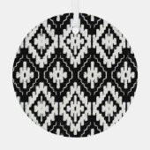 黒アステカ白：ヴィンテージ民族プリント。 ガラスオーナメント (裏面)