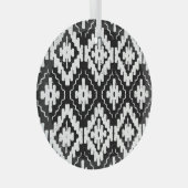 黒アステカ白：ヴィンテージ民族プリント。 ガラスオーナメント (正面右)