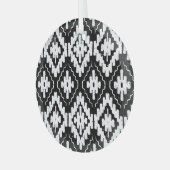 黒アステカ白：ヴィンテージ民族プリント。 ガラスオーナメント (正面左)