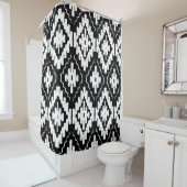 黒アステカ白：ヴィンテージ民族プリント。 シャワーカーテン (インサイチュ)