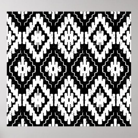黒アステカ白:ヴィンテージ民族プリント。 ポスター (正面)