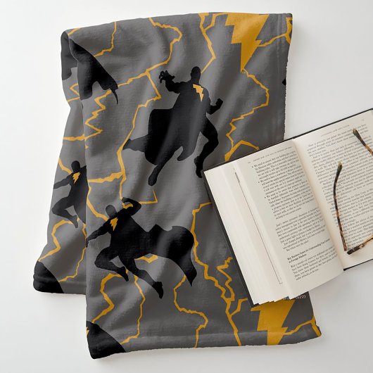 黒アダム稲妻シルエットパターン フリースブランケット