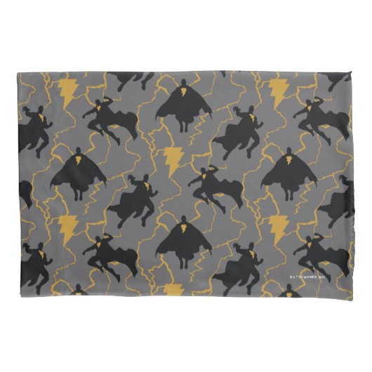 黒アダム稲妻シルエットパターン 枕カバー (正面)