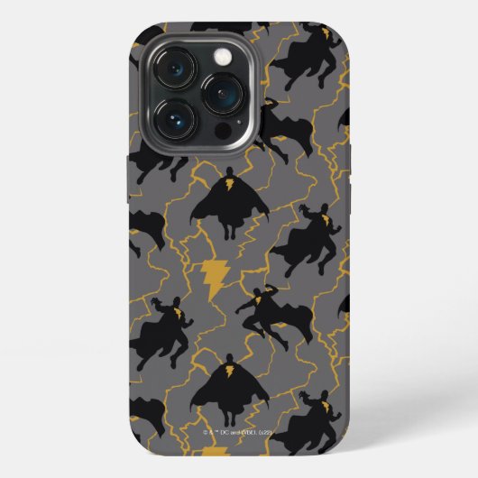 黒アダム稲妻シルエットパターン iPhoneケース (裏面)