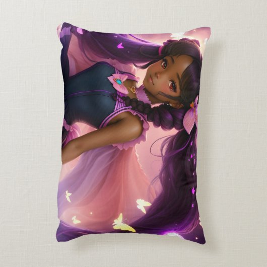 黒アニメガールピンクと紫アニメコア アクセントクッション (裏面(縦))
