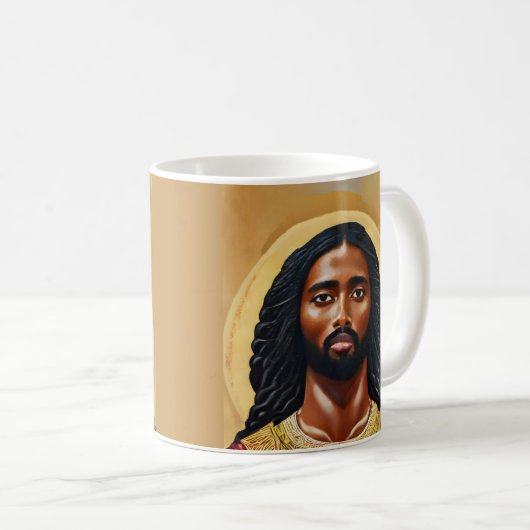 黒アフリカのイエスキリスト宗教美術 コーヒーマグカップ (正面右)