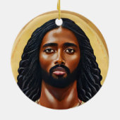 黒アフリカのイエスキリスト宗教美術 セラミックオーナメント (裏面)