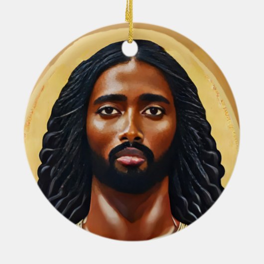 黒アフリカのイエスキリスト宗教美術 セラミックオーナメント (裏面)