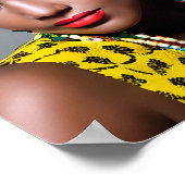 黒アフリカ女性カラフルヘッドスカーフポートレート ポスター (角)