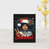 黒アフリカ系アメリカ人クリスマスガールメラニンサン カード (黄色い花)