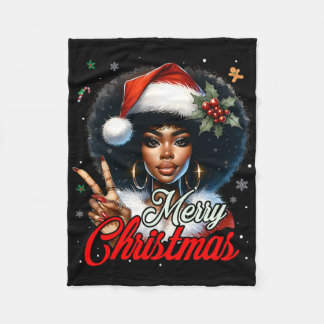 黒アフリカ系アメリカ人クリスマスガールメラニンサン フリースブランケット