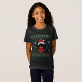 黒アフリカ系アメリカ人サンタクリスマスメラニン Tシャツ (正面フル)