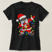 黒アフリカ系アメリカ人サンタクロースのクリスマスパジャム Tシャツ (デザイン正面)
